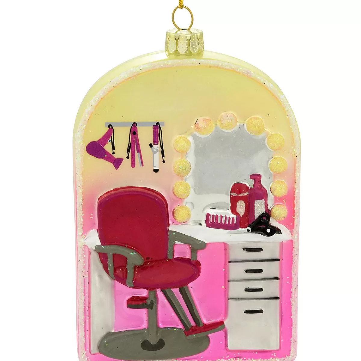 Bronner's Christmas Wonderland Personalized Hair Salon With Styling Tools Glass Ornament> Hobbies & Occupations