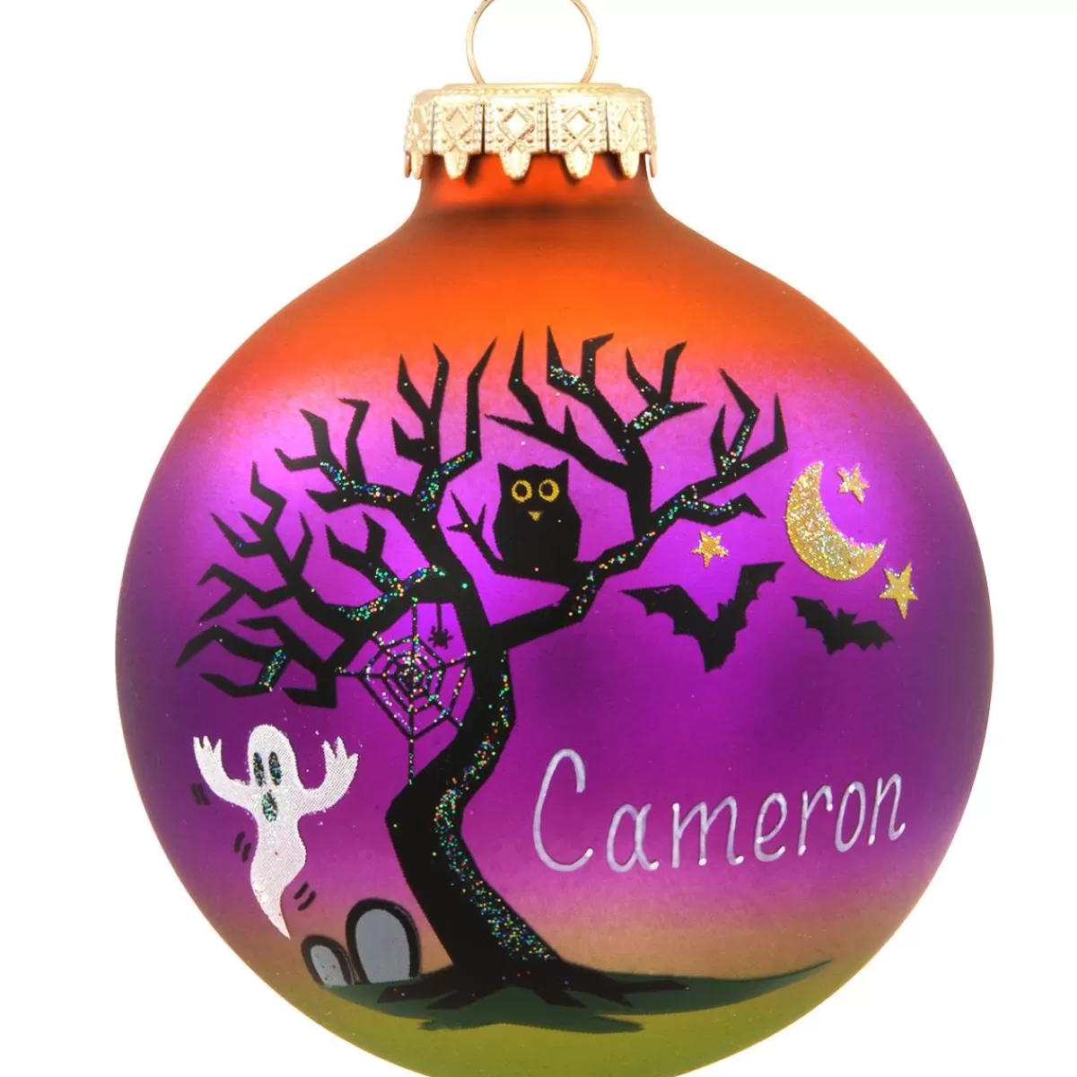 Bronner's Christmas Wonderland Personalized Halloween Tree Scene Glass Ornament | Ornaments