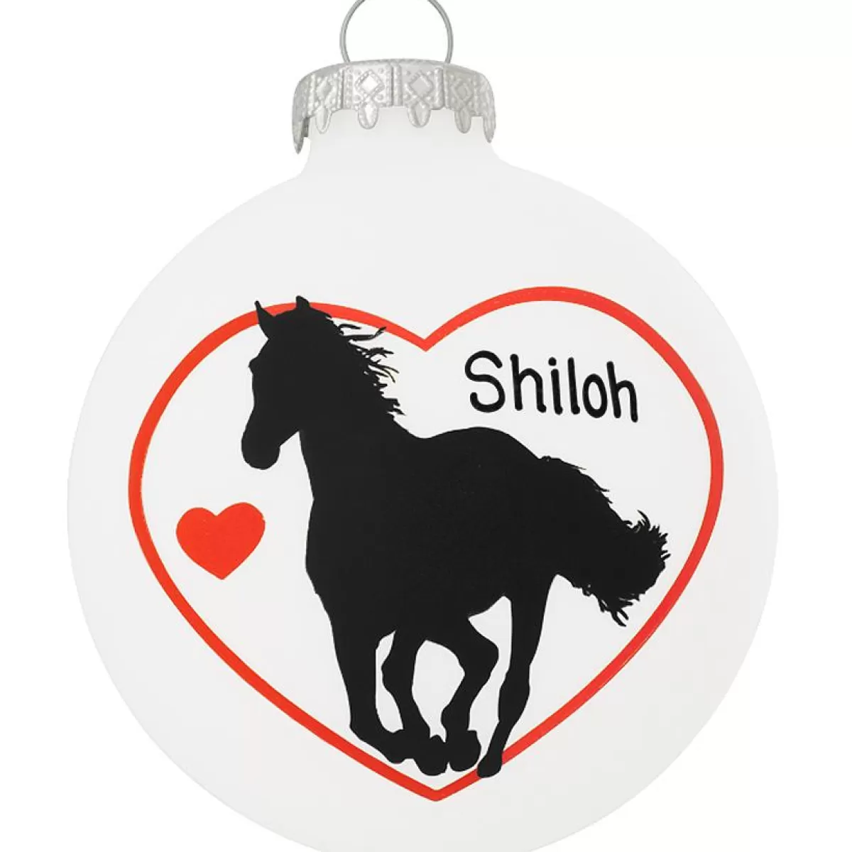 Bronner's Christmas Wonderland Personalized Horse Heart Silhouette Glass Ornament | Ornaments