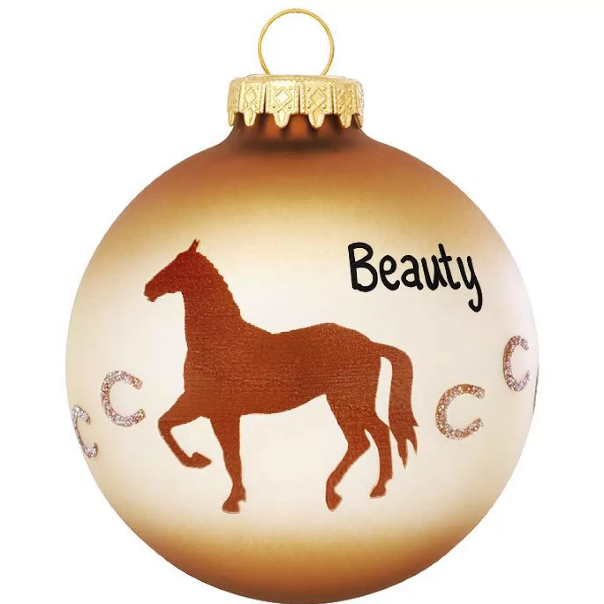 Bronner's Christmas Wonderland Personalized Horse With Horseshoes Glass Ornament | Ornaments