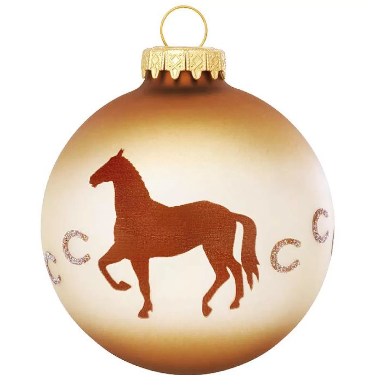 Bronner's Christmas Wonderland Personalized Horse With Horseshoes Glass Ornament | Ornaments