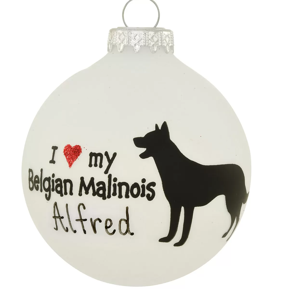 Bronner's Christmas Wonderland Personalized I Love My Belgian Malinois Glass Ornament | Ornaments