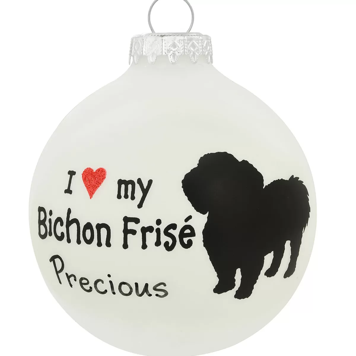 Bronner's Christmas Wonderland Personalized I Love My Bichon Frise Glass Ornament | Ornaments