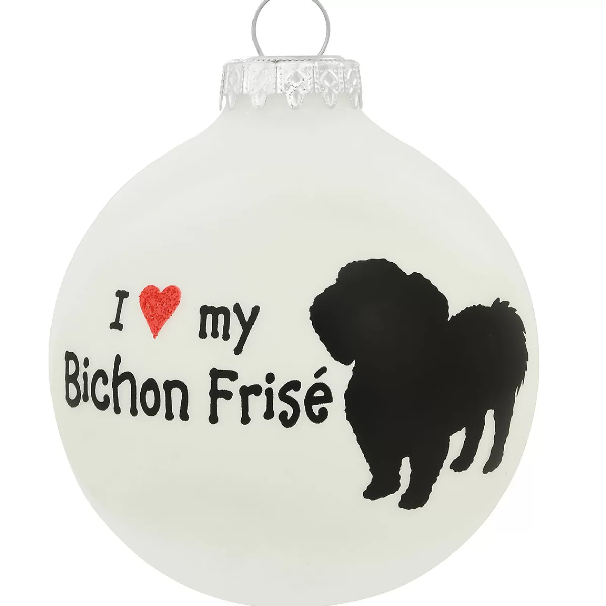 Bronner's Christmas Wonderland Personalized I Love My Bichon Frise Glass Ornament | Ornaments