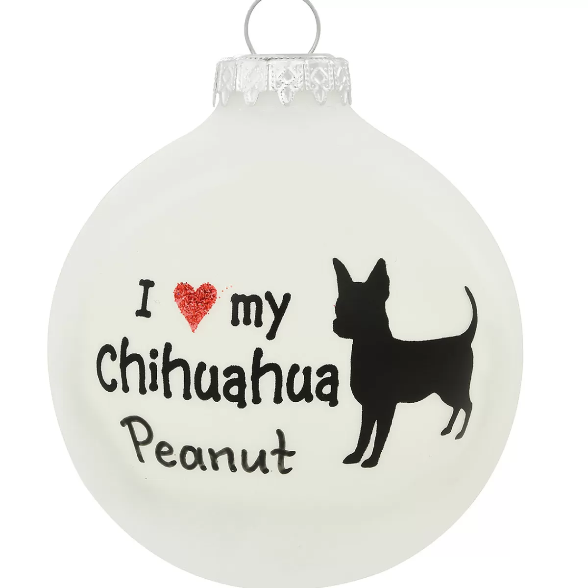 Bronner's Christmas Wonderland Personalized I Love My Chihuahua Glass Ornament | Ornaments