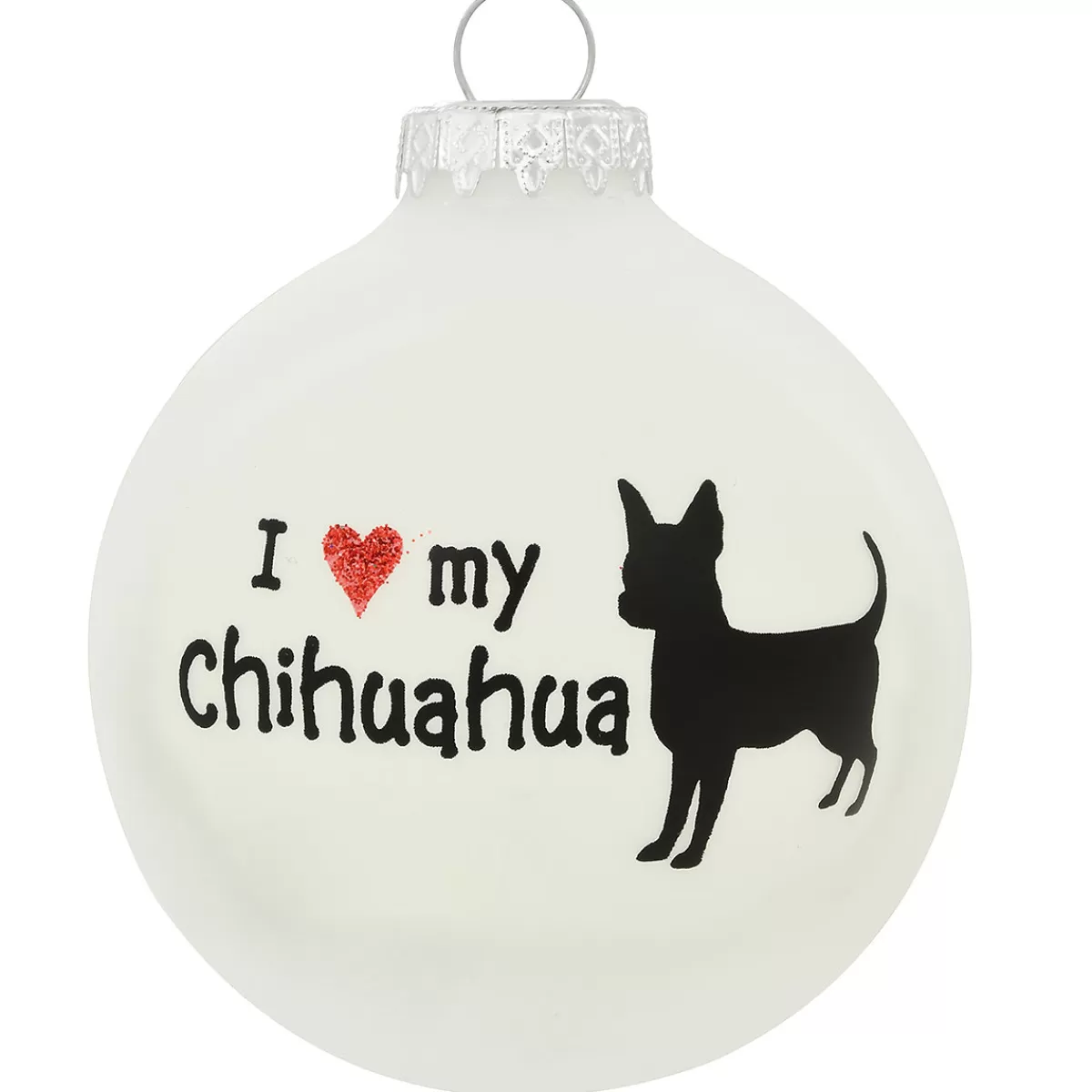 Bronner's Christmas Wonderland Personalized I Love My Chihuahua Glass Ornament | Ornaments