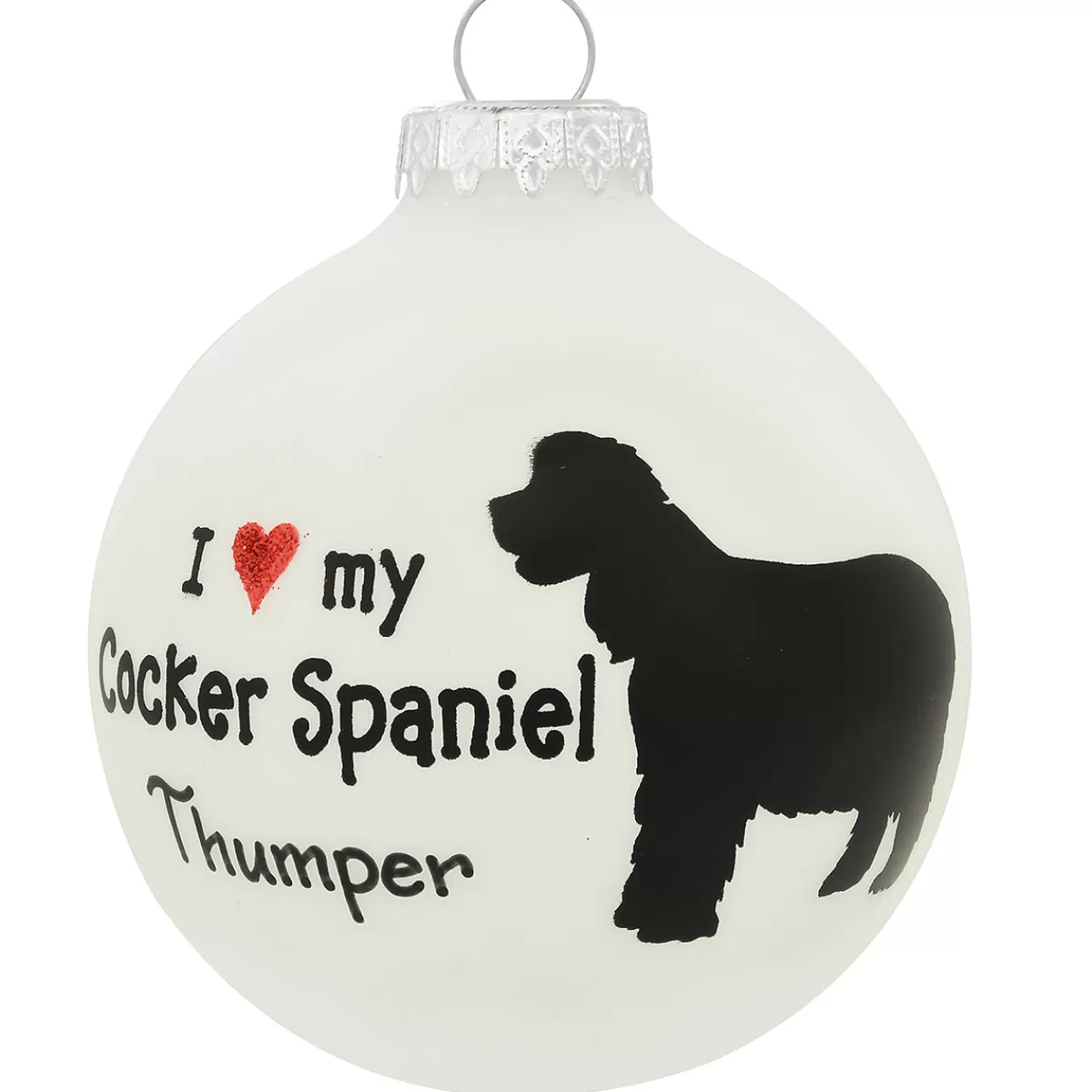 Bronner's Christmas Wonderland Personalized I Love My Cocker Spaniel Glass Ornament | Ornaments