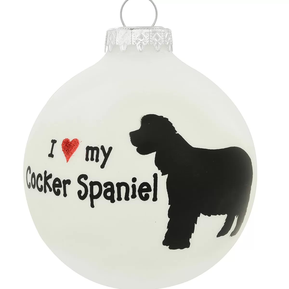 Bronner's Christmas Wonderland Personalized I Love My Cocker Spaniel Glass Ornament | Ornaments