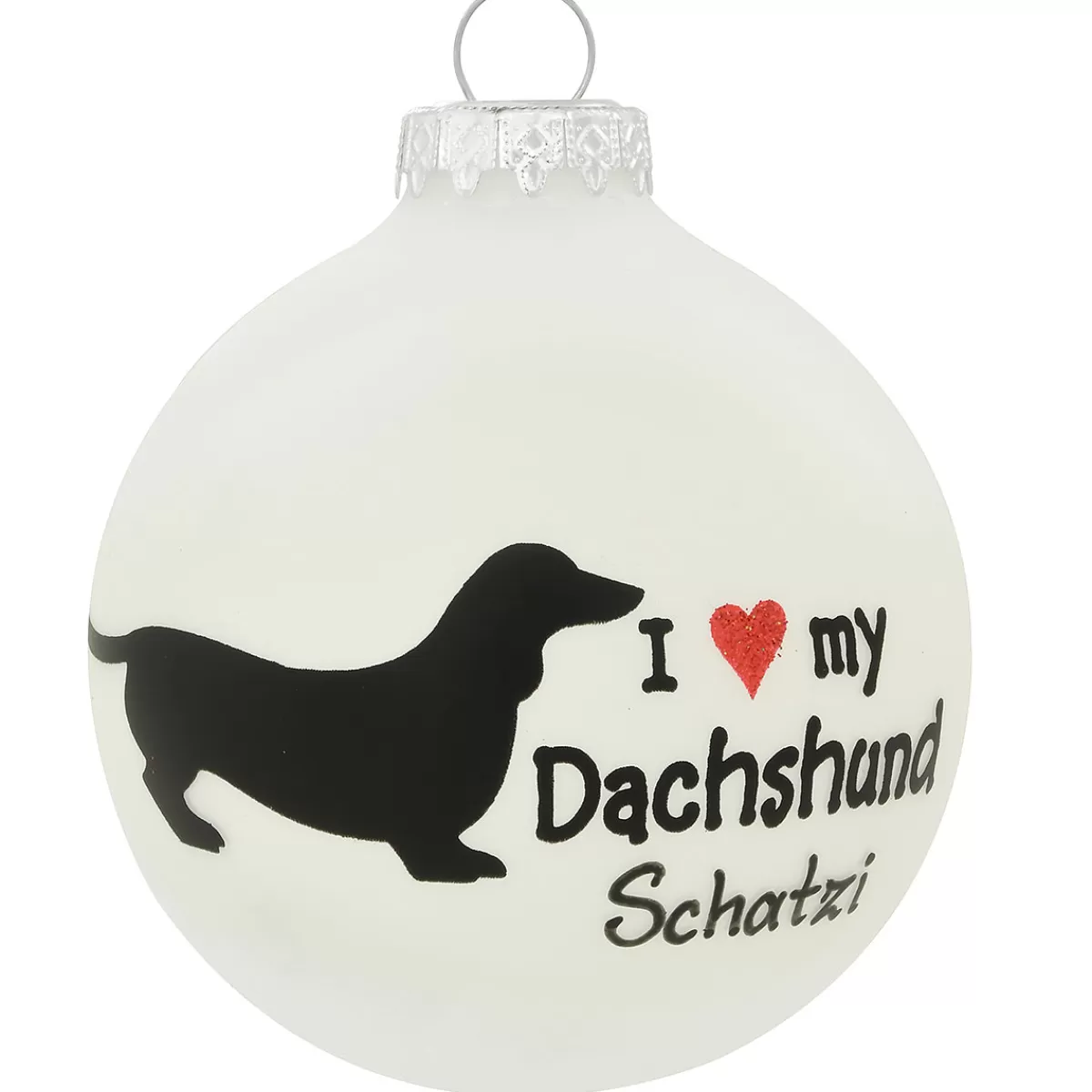 Bronner's Christmas Wonderland Personalized I Love My Dachshund Glass Ornament | Ornaments