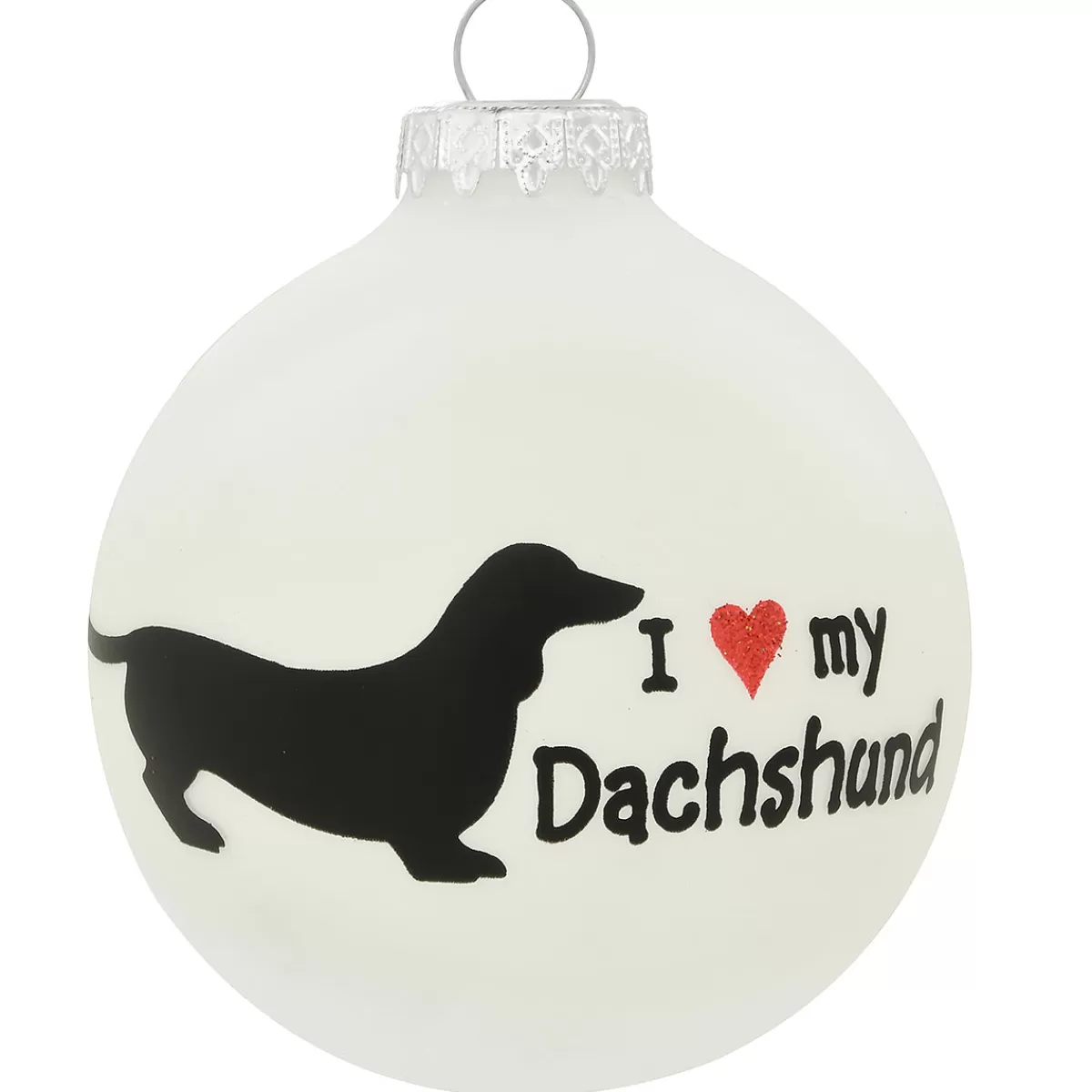 Bronner's Christmas Wonderland Personalized I Love My Dachshund Glass Ornament | Ornaments