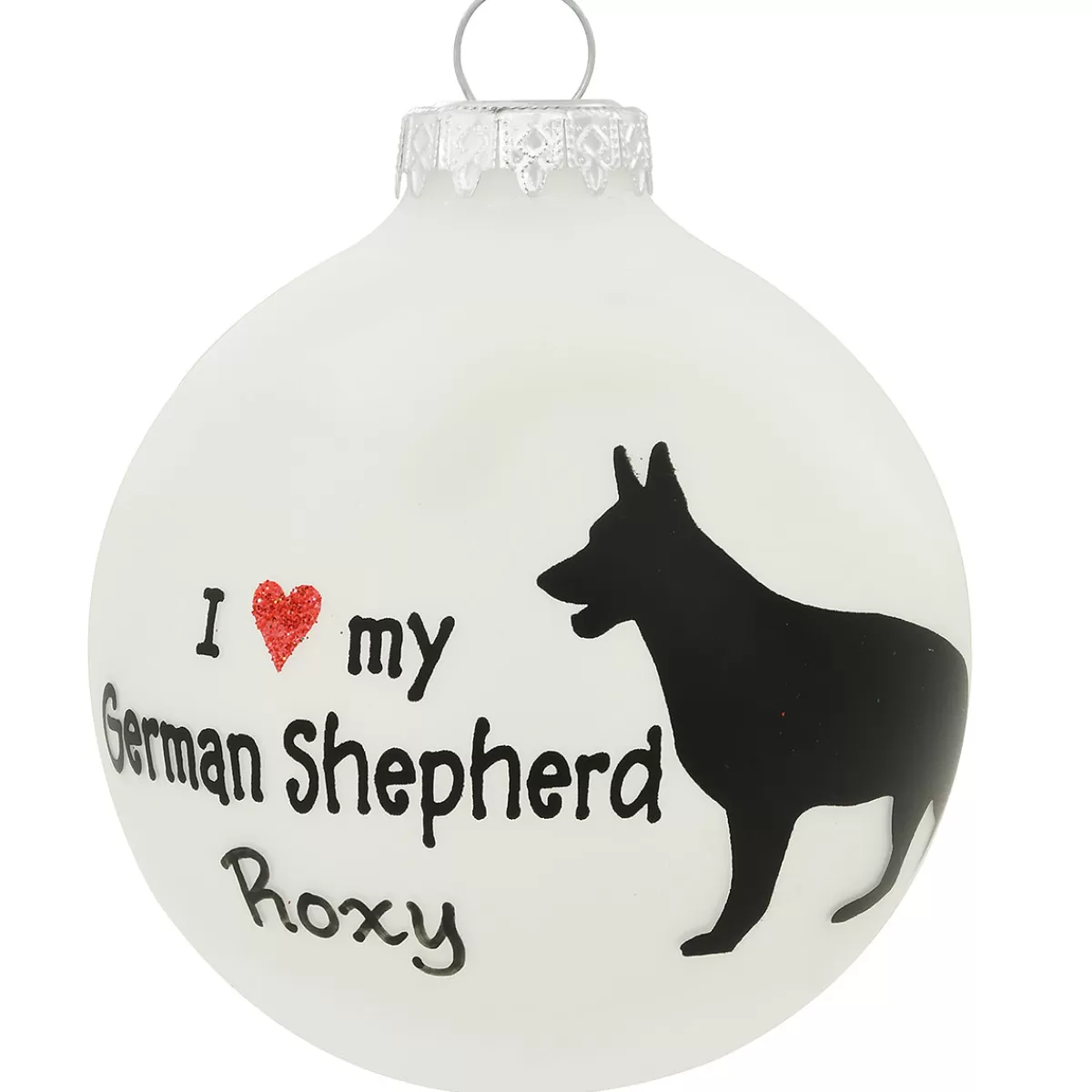 Bronner's Christmas Wonderland Personalized I Love My German Shepherd Glass Ornament | Ornaments