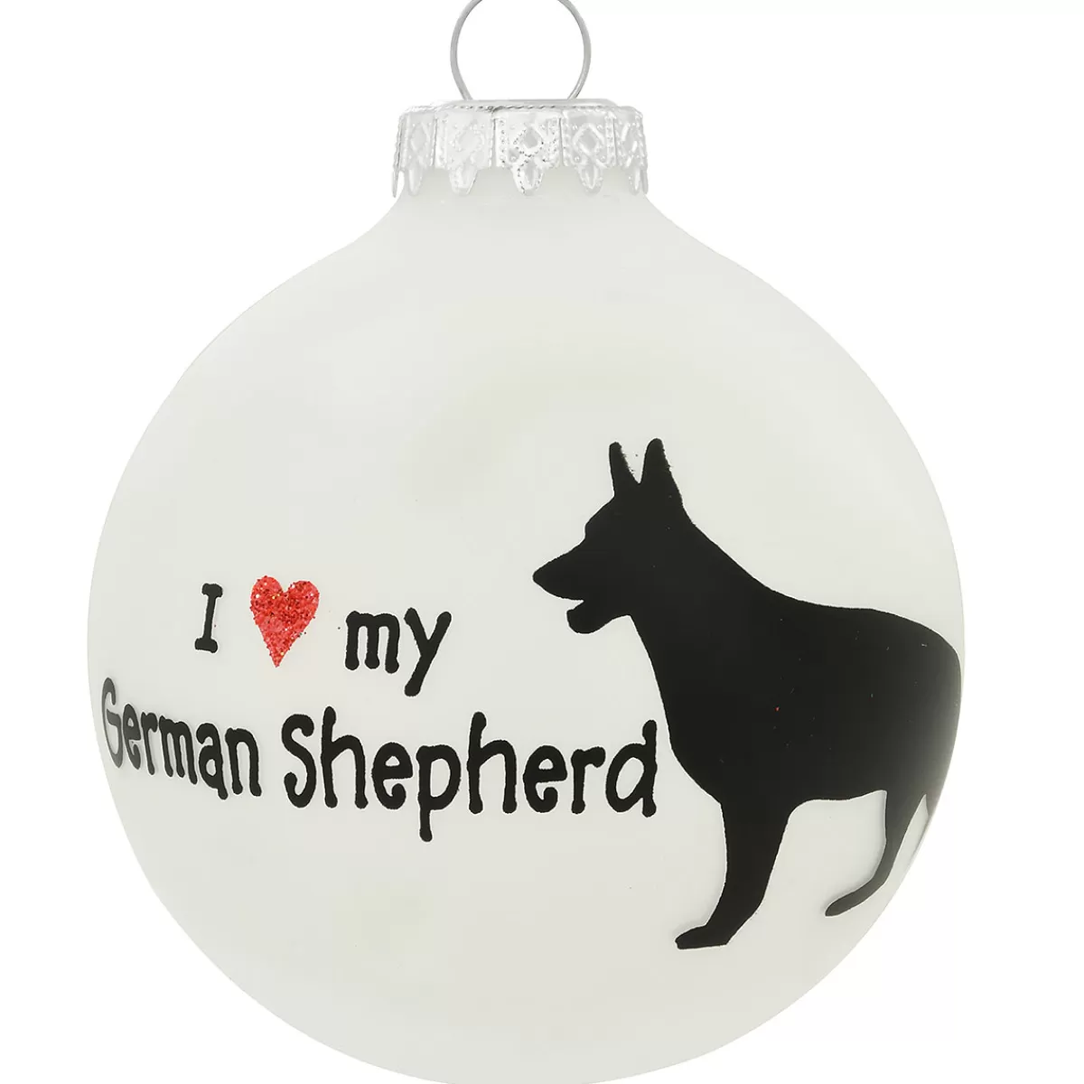 Bronner's Christmas Wonderland Personalized I Love My German Shepherd Glass Ornament | Ornaments