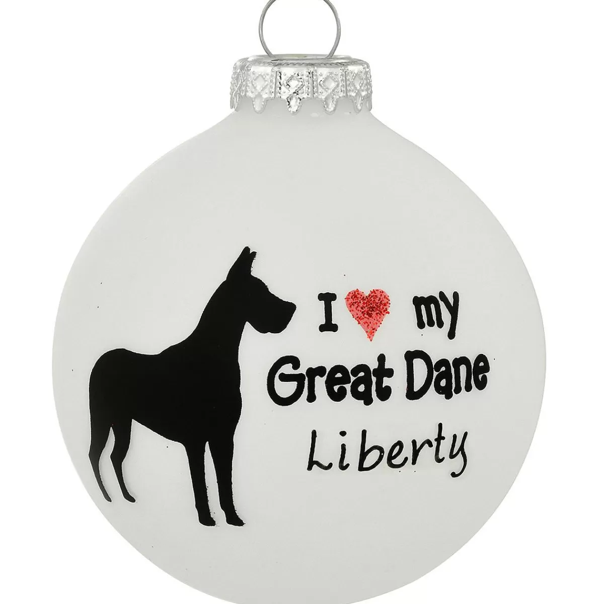 Bronner's Christmas Wonderland Personalized I Love My Great Dane Glass Ornament | Ornaments