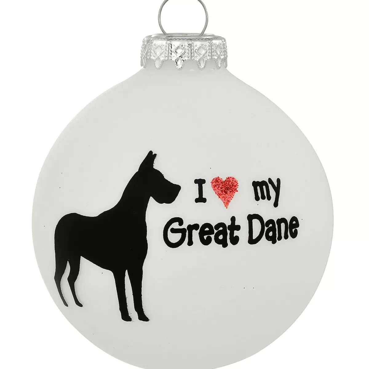 Bronner's Christmas Wonderland Personalized I Love My Great Dane Glass Ornament | Ornaments