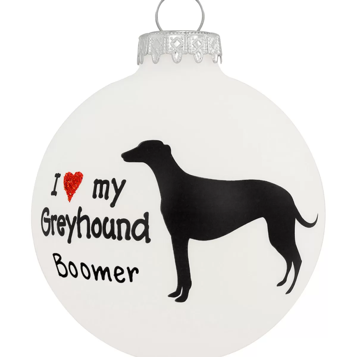 Bronner's Christmas Wonderland Personalized I Love My Greyhound Glass Ornament | Ornaments