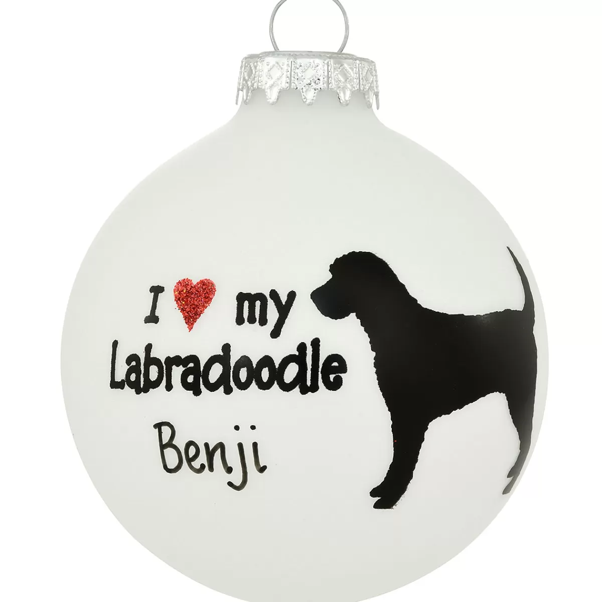 Bronner's Christmas Wonderland Personalized I Love My Labradoodle Glass Ornament | Ornaments