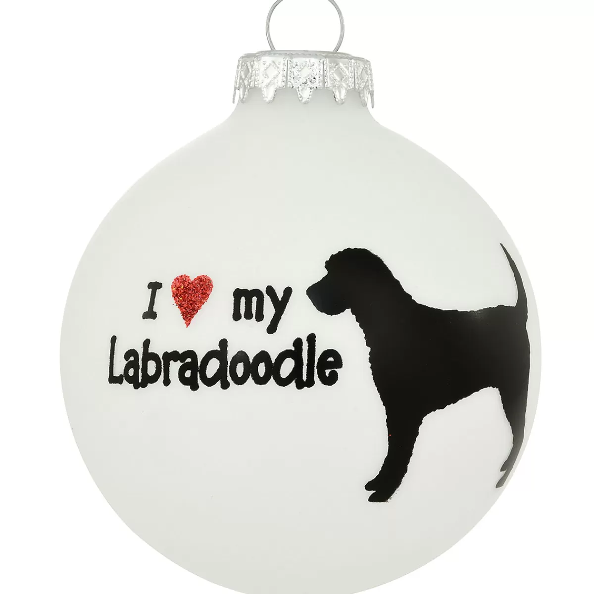 Bronner's Christmas Wonderland Personalized I Love My Labradoodle Glass Ornament | Ornaments