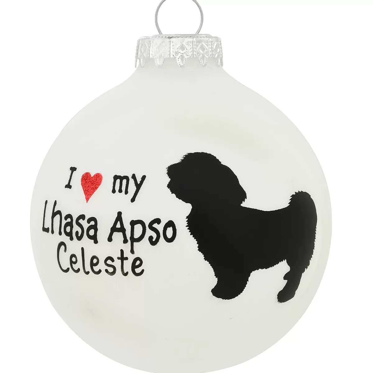 Bronner's Christmas Wonderland Personalized I Love My Lhasa Apso Glass Ornament | Ornaments