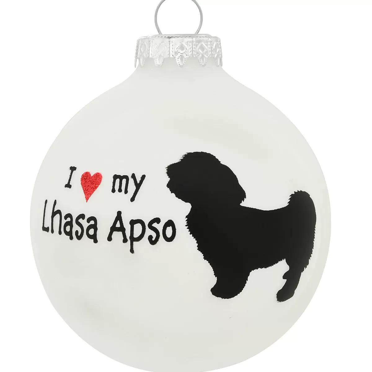 Bronner's Christmas Wonderland Personalized I Love My Lhasa Apso Glass Ornament | Ornaments