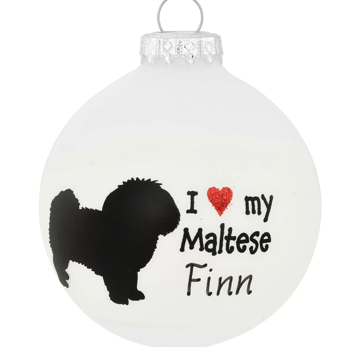 Bronner's Christmas Wonderland Personalized I Love My Maltese Glass Ornament | Ornaments