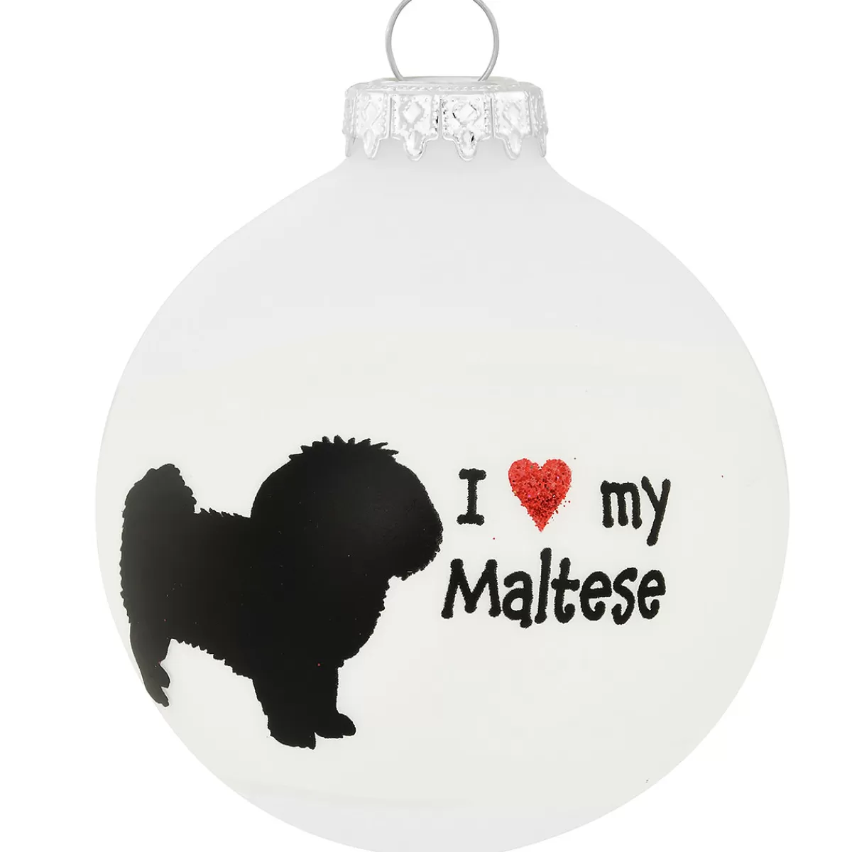 Bronner's Christmas Wonderland Personalized I Love My Maltese Glass Ornament | Ornaments