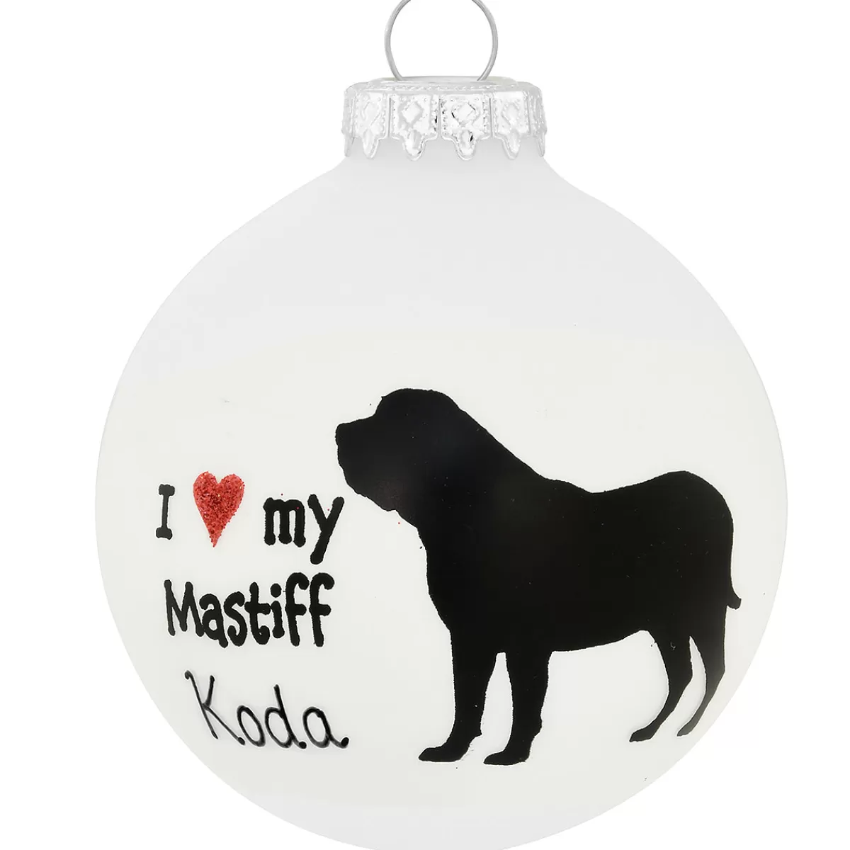 Bronner's Christmas Wonderland Personalized I Love My Mastiff Glass Ornament | Ornaments