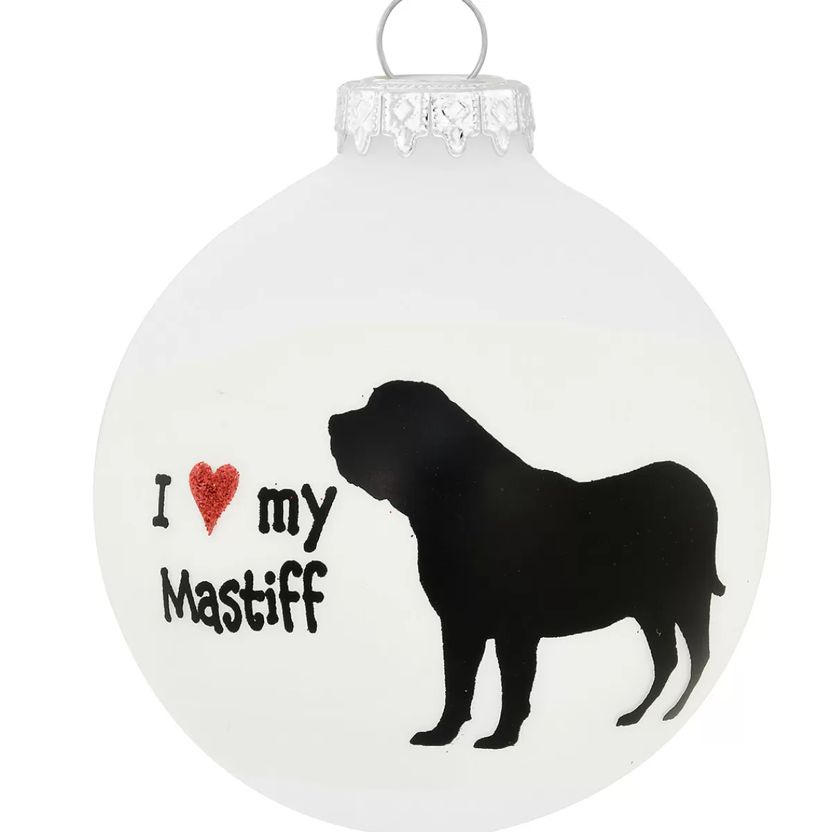 Bronner's Christmas Wonderland Personalized I Love My Mastiff Glass Ornament | Ornaments