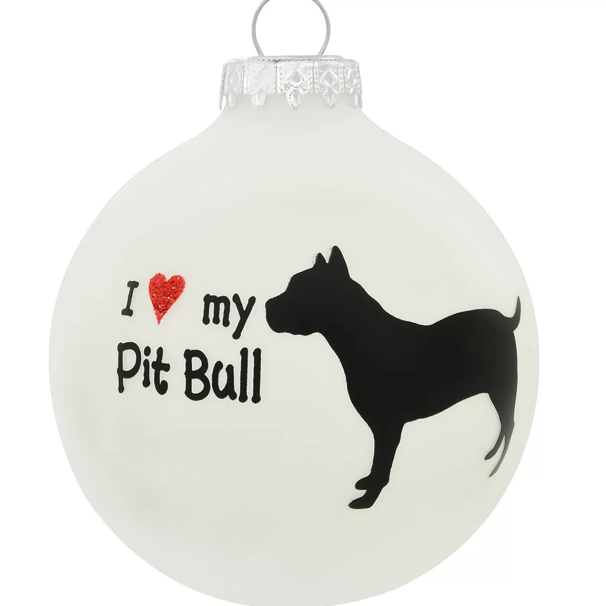 Bronner's Christmas Wonderland Personalized I Love My Pit Bull Glass Ornament | Ornaments