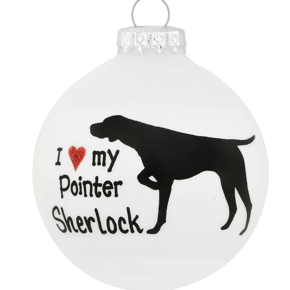 Bronner's Christmas Wonderland Personalized I Love My Pointer Glass Ornament | Ornaments