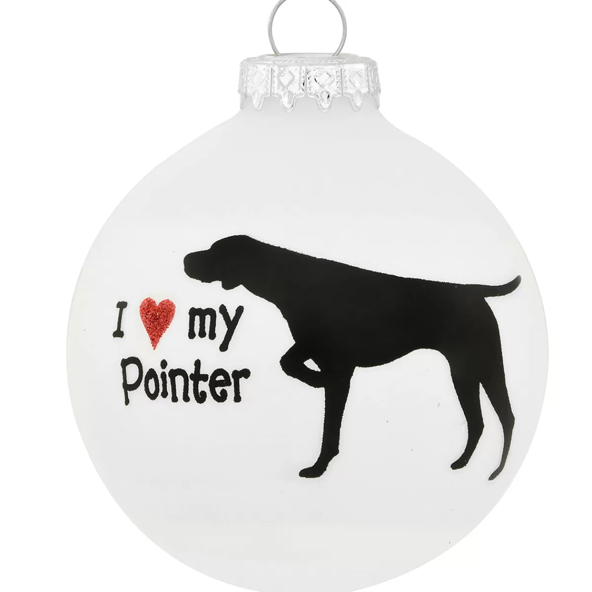 Bronner's Christmas Wonderland Personalized I Love My Pointer Glass Ornament | Ornaments