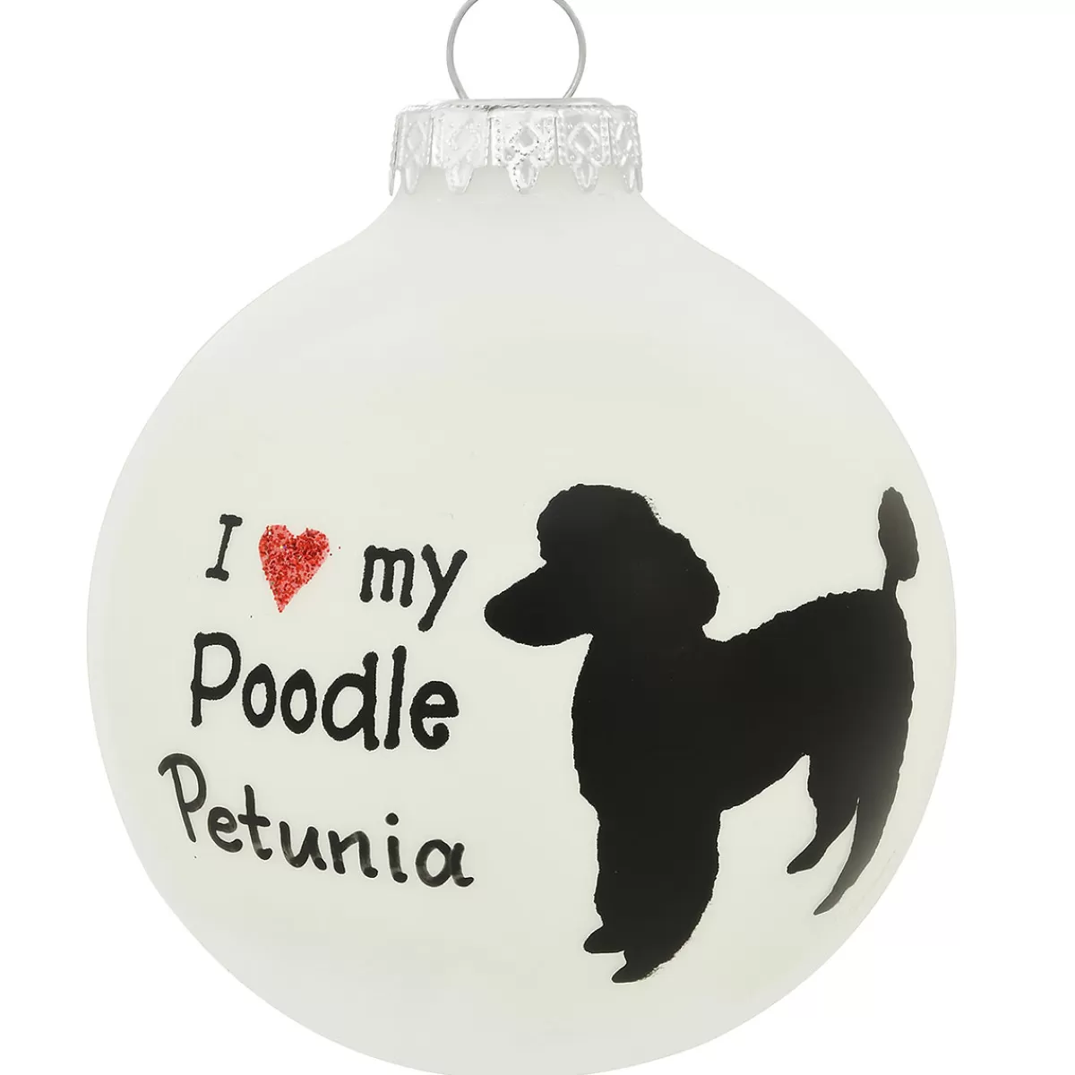 Bronner's Christmas Wonderland Personalized I Love My Poodle Glass Ornament | Ornaments