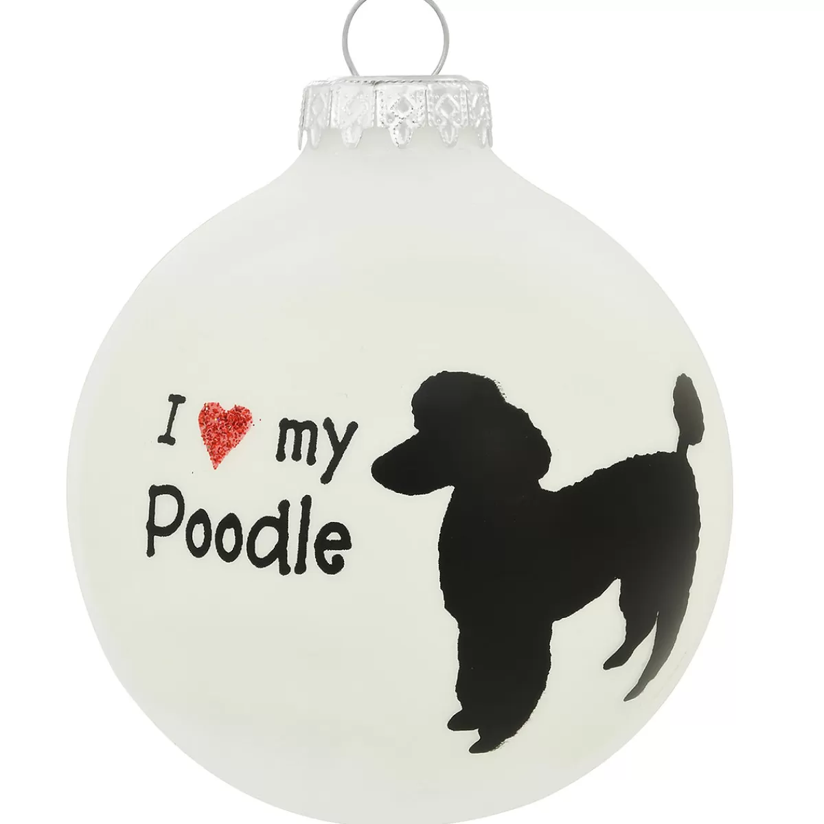 Bronner's Christmas Wonderland Personalized I Love My Poodle Glass Ornament | Ornaments