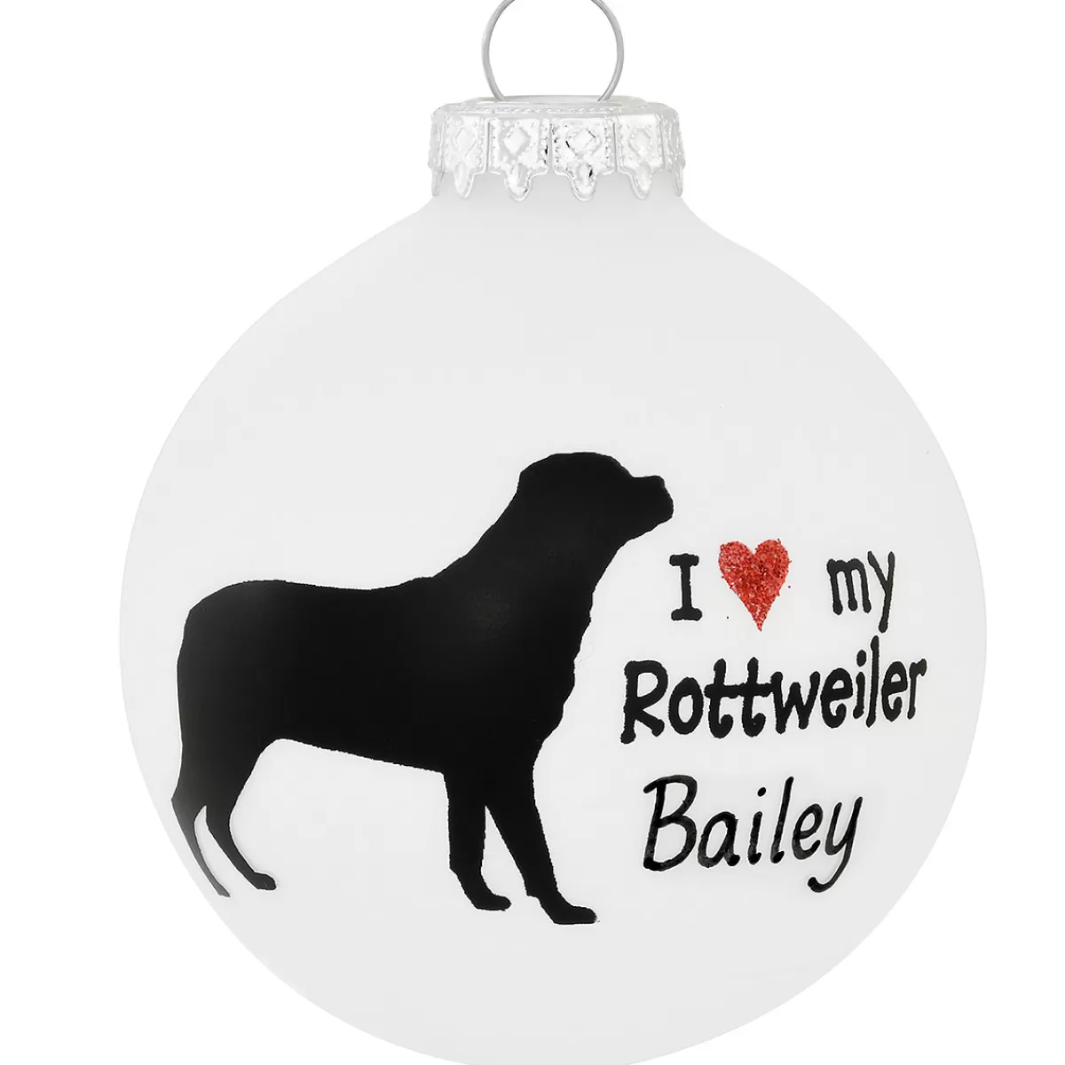 Bronner's Christmas Wonderland Personalized I Love My Rottweiler Glass Ornament | Ornaments