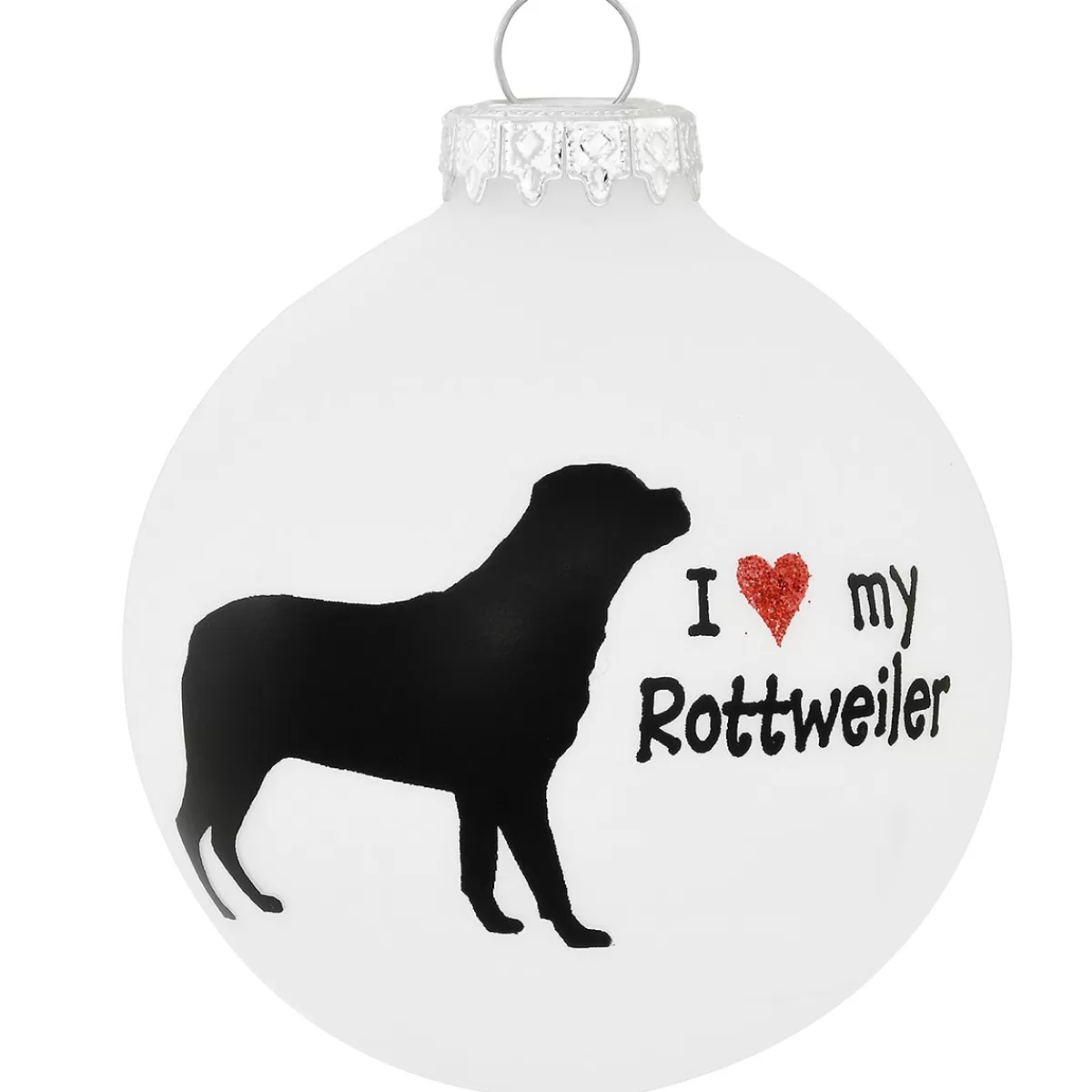 Bronner's Christmas Wonderland Personalized I Love My Rottweiler Glass Ornament | Ornaments