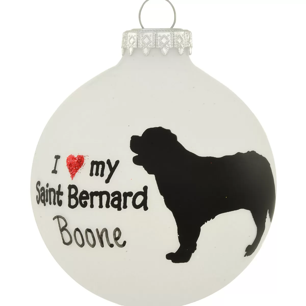 Bronner's Christmas Wonderland Personalized I Love My Saint Bernard Glass Ornament | Ornaments