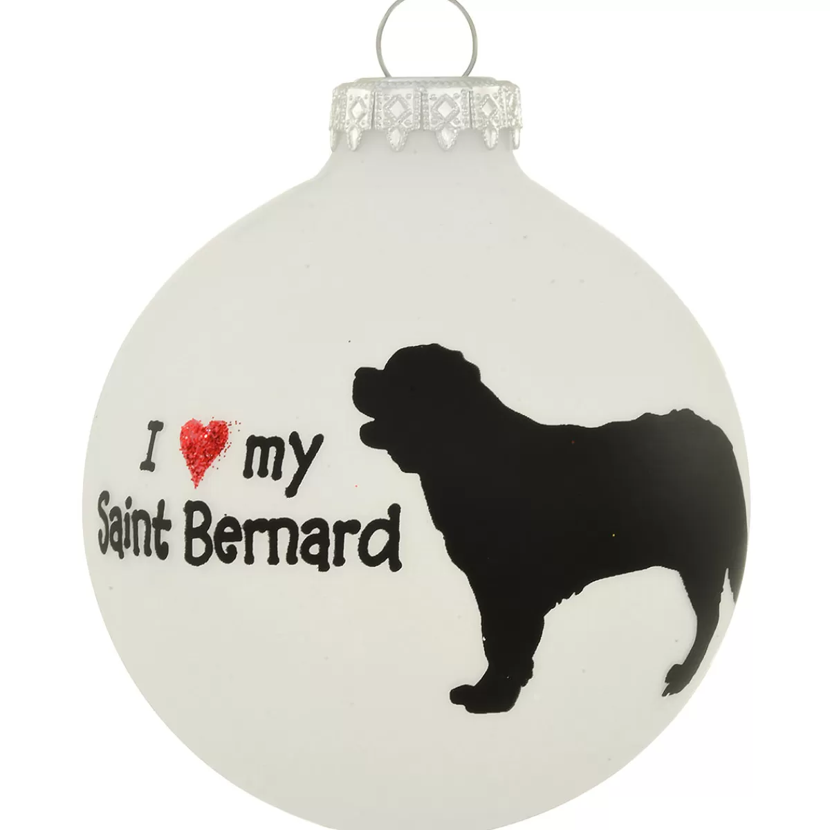 Bronner's Christmas Wonderland Personalized I Love My Saint Bernard Glass Ornament | Ornaments