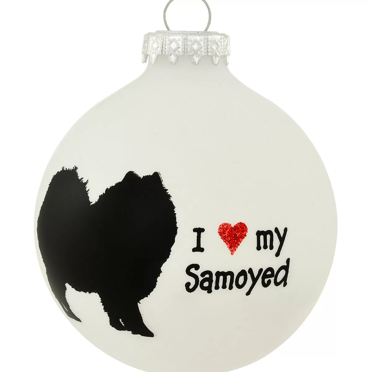 Bronner's Christmas Wonderland Personalized I Love My Samoyed Glass Ornament | Ornaments