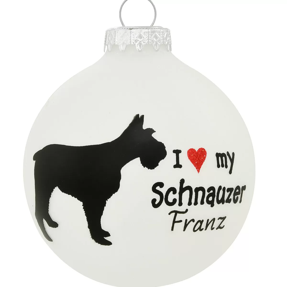 Bronner's Christmas Wonderland Personalized I Love My Schnauzer Glass Ornament | Ornaments