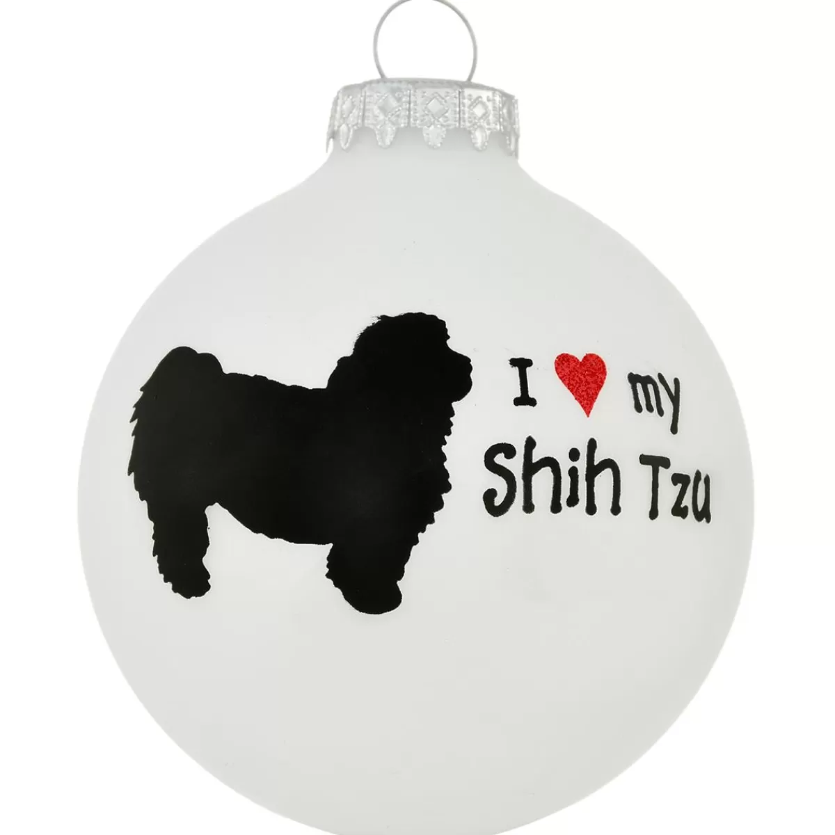 Bronner's Christmas Wonderland Personalized I Love My Shih Tzu Glass Ornament | Ornaments