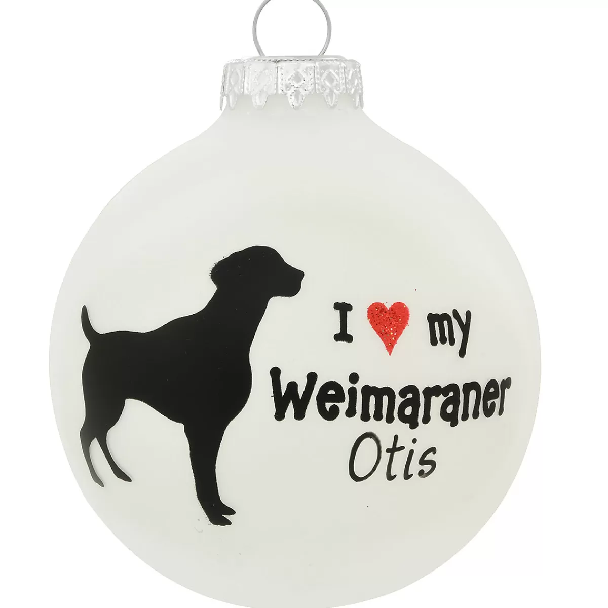 Bronner's Christmas Wonderland Personalized I Love My Weimaraner Glass Ornament | Ornaments