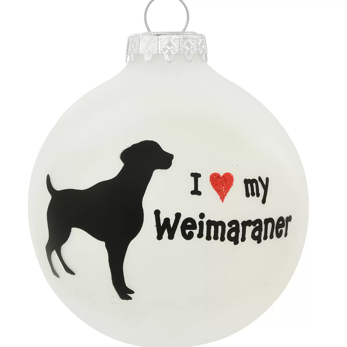 Bronner's Christmas Wonderland Personalized I Love My Weimaraner Glass Ornament | Ornaments