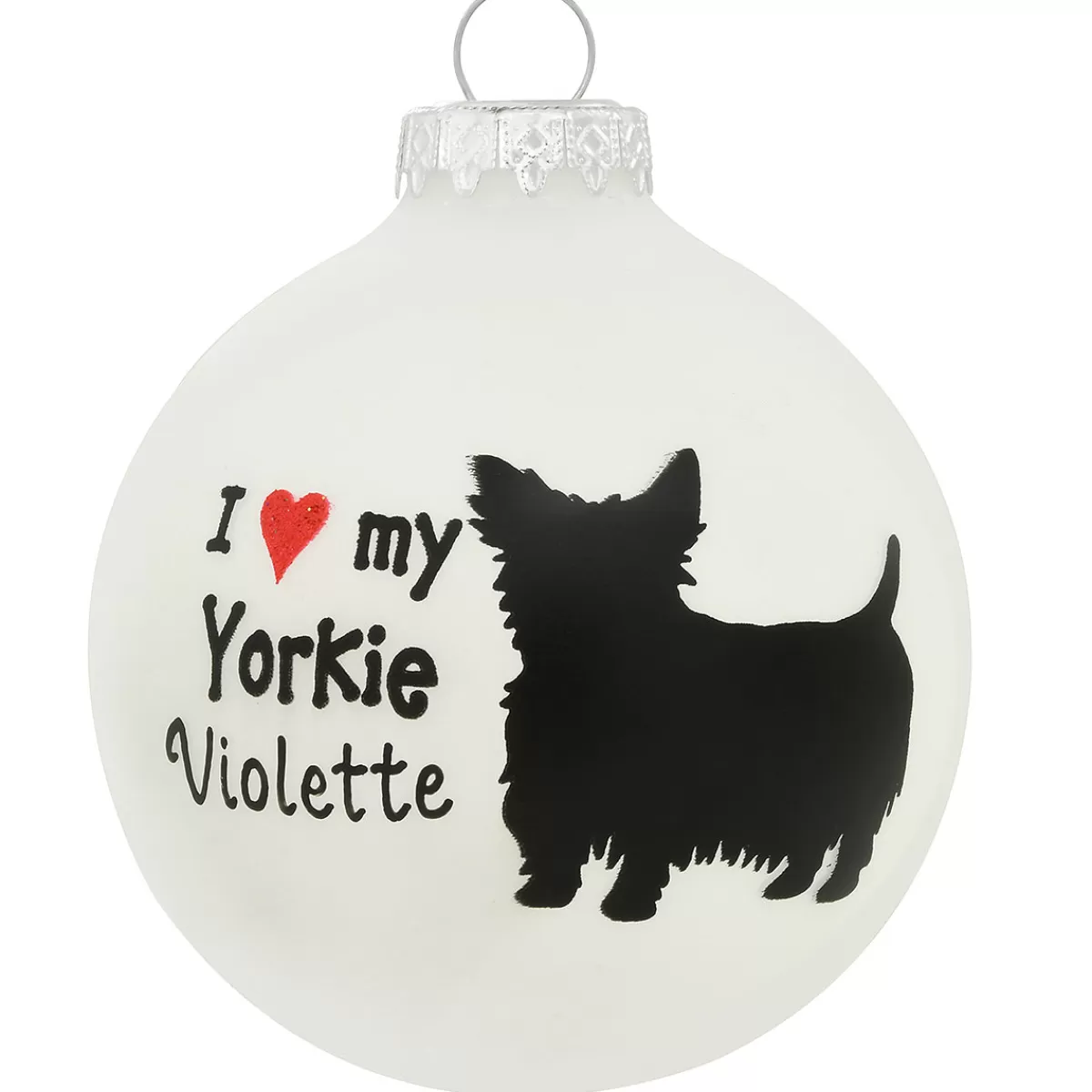 Bronner's Christmas Wonderland Personalized I Love My Yorkie Glass Ornament | Ornaments