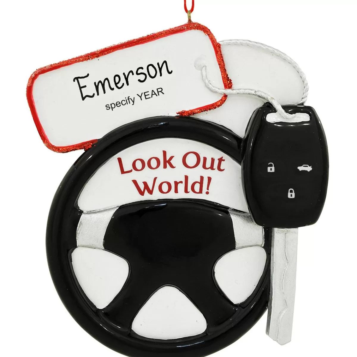 Bronner's Christmas Wonderland Personalized Keys And Steering Wheel Resin Ornament> Novelty