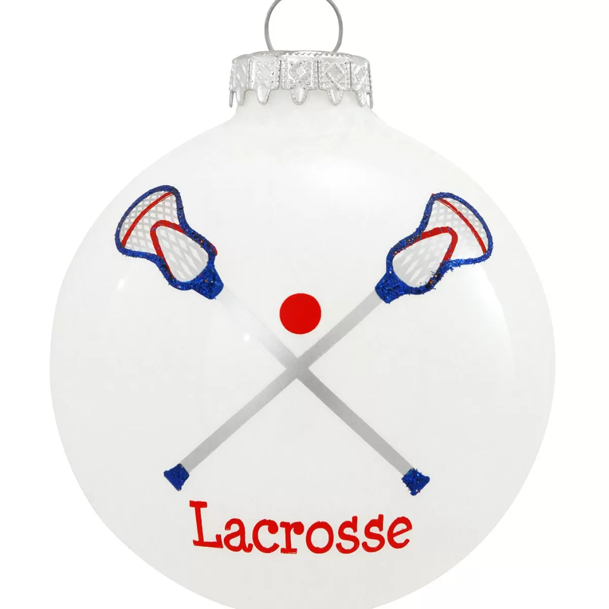 Bronner's Christmas Wonderland Personalized Lacrosse White Ornament | Ornaments