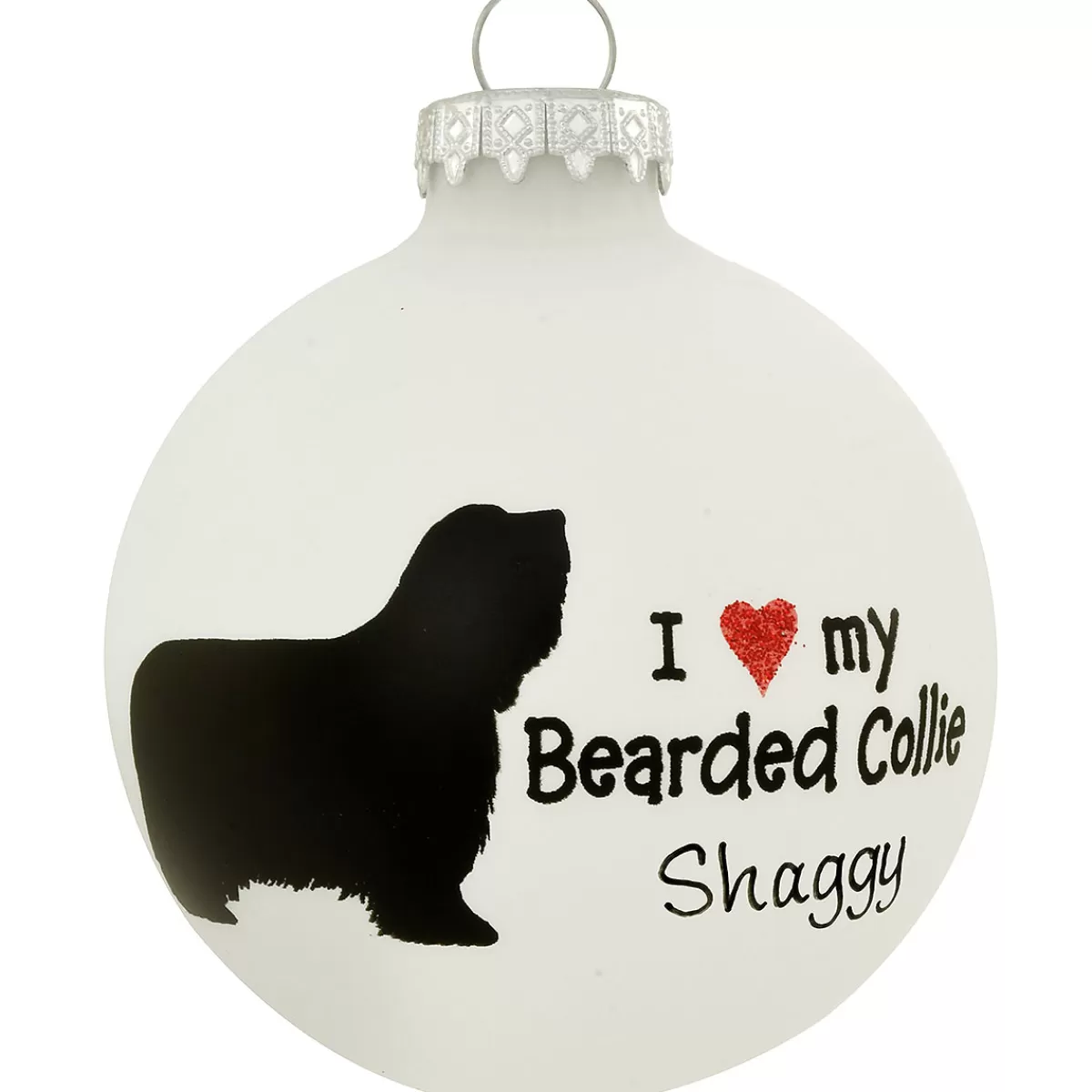 Bronner's Christmas Wonderland Personalized Love My Bearded Collie Glass Ornament | Ornaments