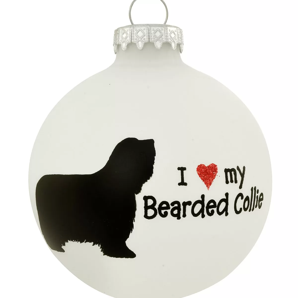 Bronner's Christmas Wonderland Personalized Love My Bearded Collie Glass Ornament | Ornaments