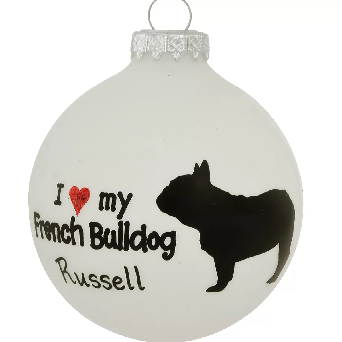 Bronner's Christmas Wonderland Personalized Love My French Bulldog Glass Ornament | Ornaments