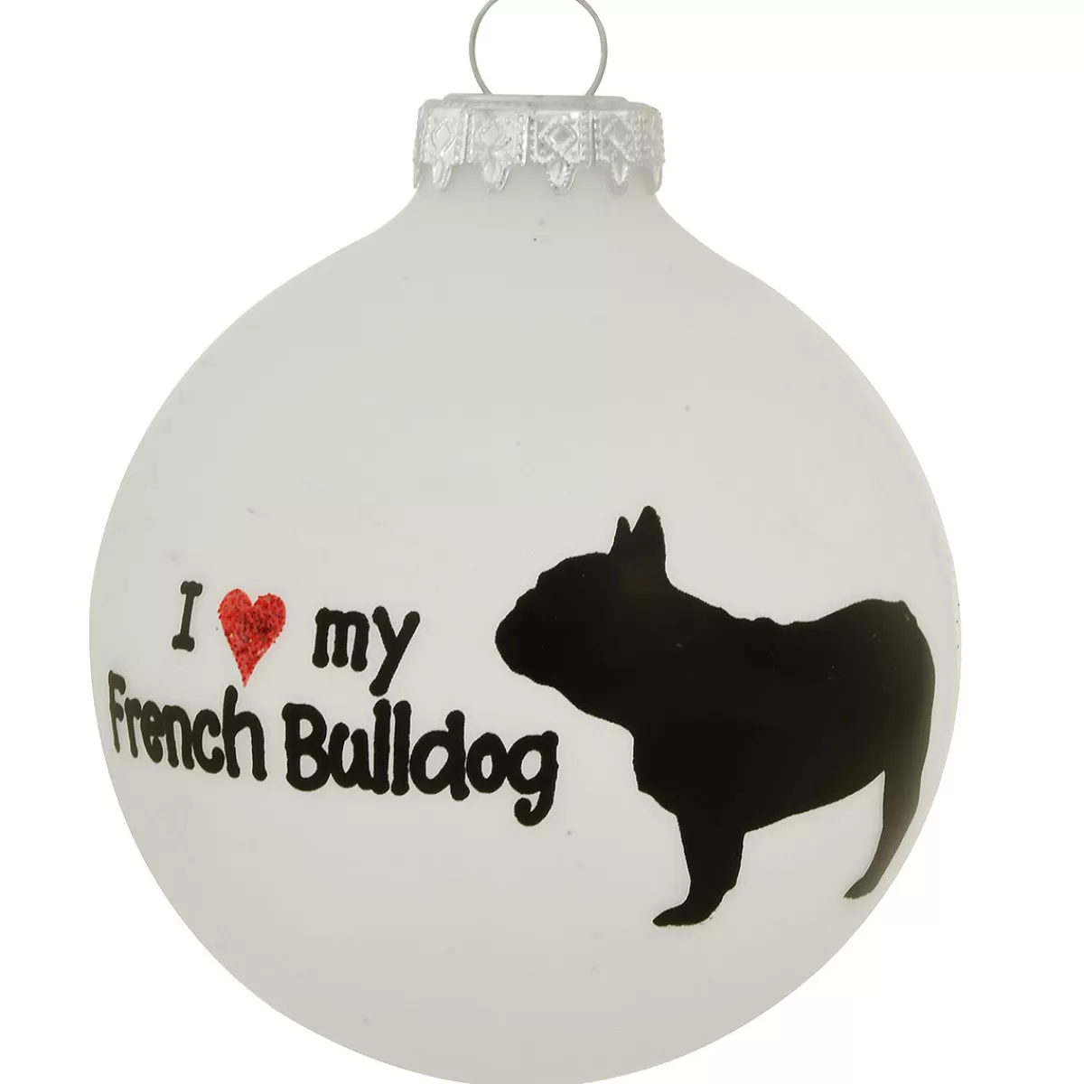 Bronner's Christmas Wonderland Personalized Love My French Bulldog Glass Ornament | Ornaments