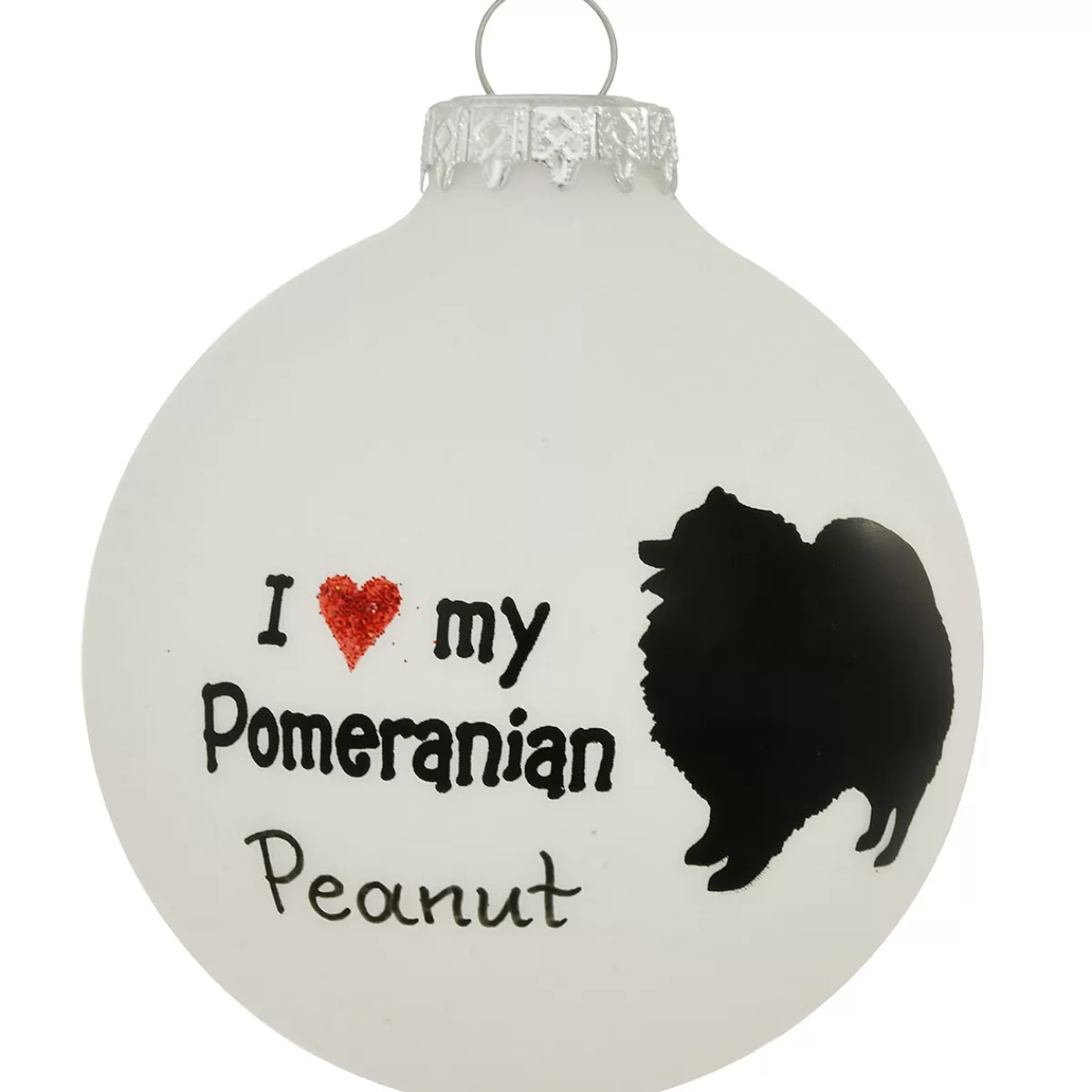 Bronner's Christmas Wonderland Personalized Love My Pomeranian Glass Ornament | Ornaments