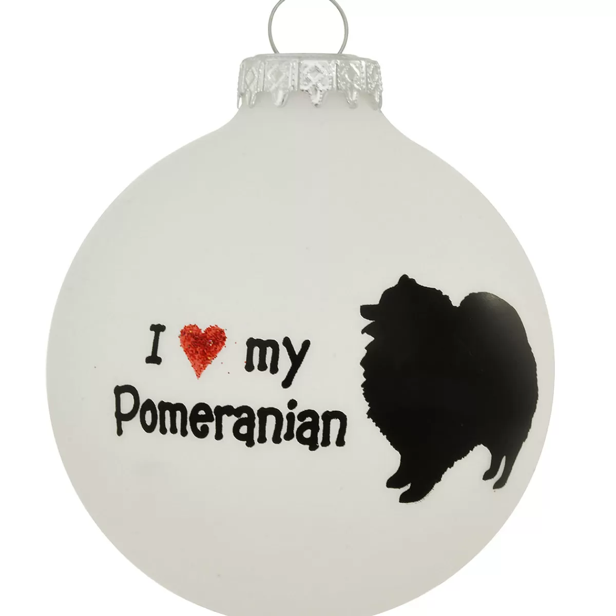 Bronner's Christmas Wonderland Personalized Love My Pomeranian Glass Ornament | Ornaments